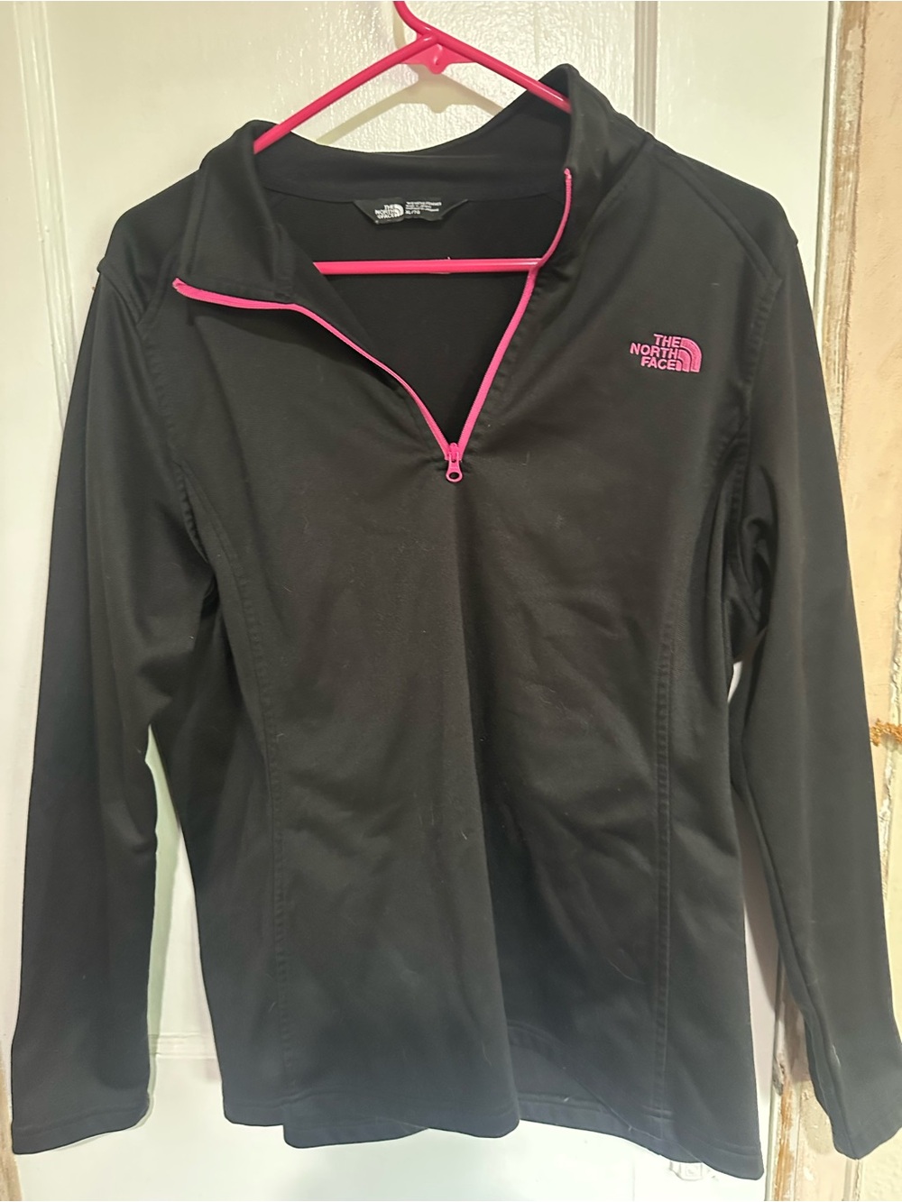 The North Face Women’s Black Half-Zip Pullover with Pink Trim
